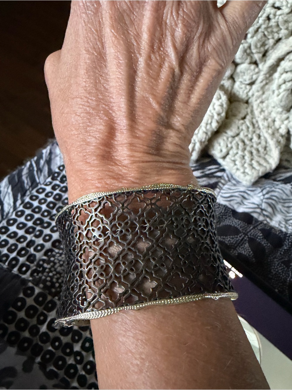 Kendra Scott Candice Cuff Bracelet In Gold & Gunmetal Black Filigree